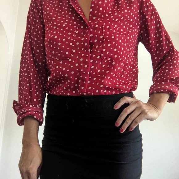 Peter Morrissey - Red Polka Dot Blouse - Size 6 - Picture 4 of 11